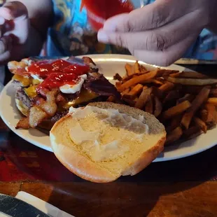 Bacon burger! He said it was delicious!