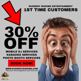Book Us Today and get a   huge discount as a 1st Time Customer!