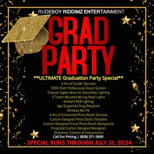 Make your graduate's celebration EPIC and save TONS! Contact Us TODAY For Booking!