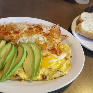 Bacon, Avocado, and Cheddar Omelette