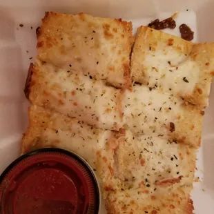 Cheesy garlic bread.