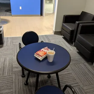 Complimentary popcorn &amp; coffee.