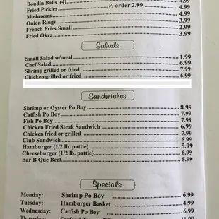 menu