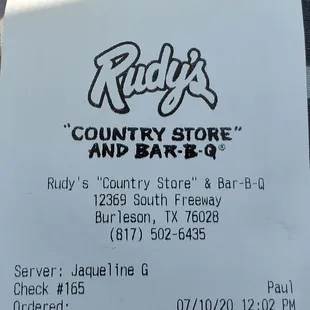 shows receipt