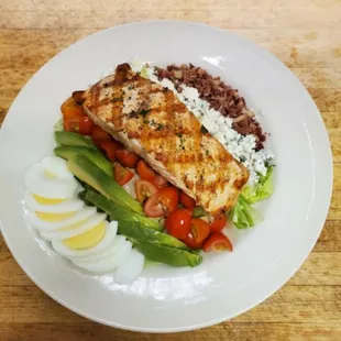 Salmon on a cobb salad