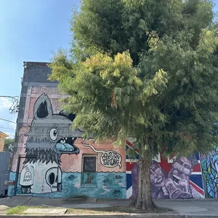 Murals on the side of the building