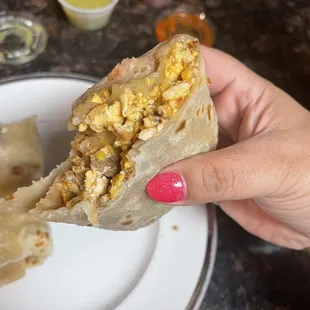 Chorizo, Eggs, Cheese, and Beans Burrito