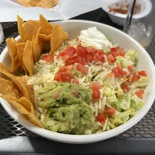 Bowl with shredded chicken