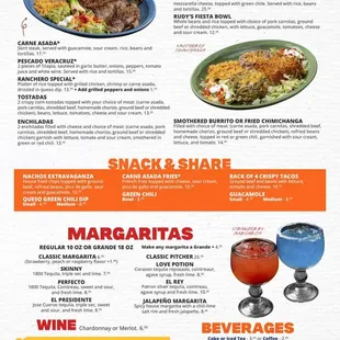 Rudy&apos;s Little Hideaway Dinner menu.