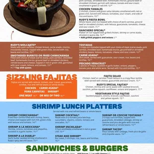 Rudy&apos;s Little Hideaway Lunch Menu.