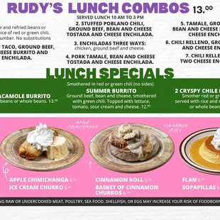Rudy&apos;s Little Hideaway Lunch Menu.