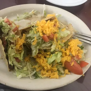 3 taco plate. Beef, chicken &amp; bean