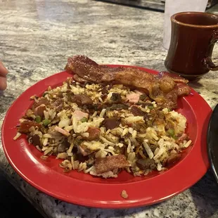 Loaded hash browns with bacon