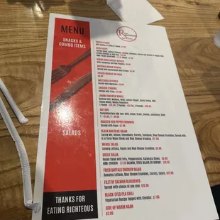 menu