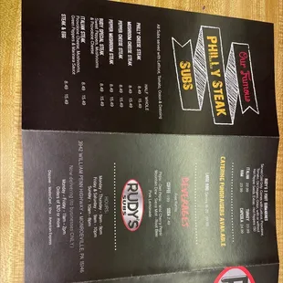 the back of the menu