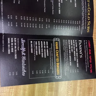 a close up of the menu