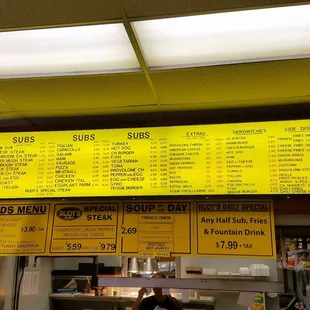 the menu of the restaurant