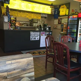 Order at counter... But they do have a small dining room to sit.