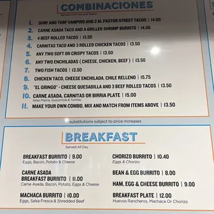 menu