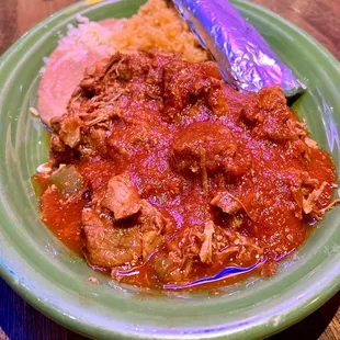 The Chile Con Carne, piping hot alongside your choice of tortillas!