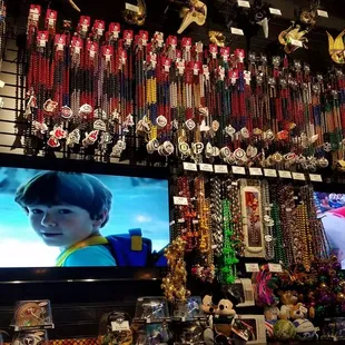 a television and a lot of beads