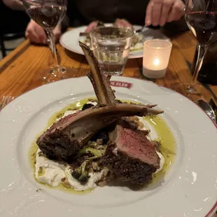 Lamb with whipped goat cheese and olive oil with lemon