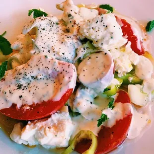 tomato cucumber salad w milk sheep&apos;s feta