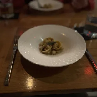 Pasta course with apples
