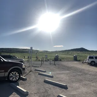 View from parking lot - turn into the water treatment area, that's the right way!