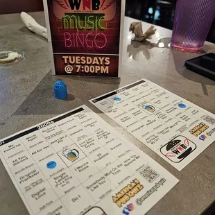 Music Bingo night!