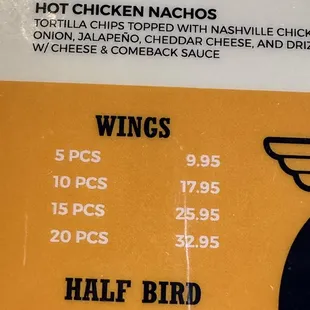 Wings are really expensive.