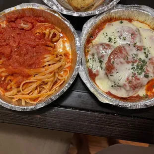 Linguini with eggplant parmigiana