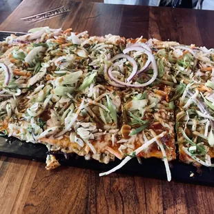 Thai chicken flat bread - amazing and also has a kick to it :P