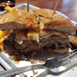 a half eaten sandwich