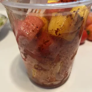 Mixed fruit with lime, chile, etc.