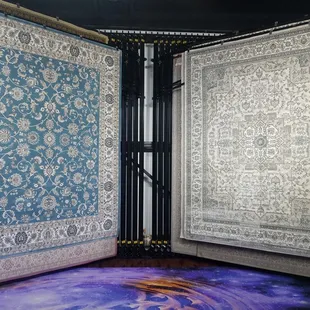 a blue and white area with a purple area