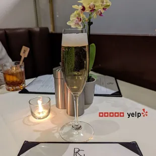 Peach bubbly. A little too sweet for my taste.