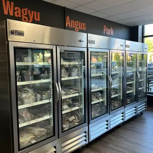 a row of refrigerators