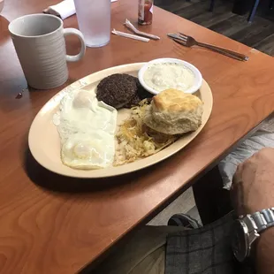 Sausage and egg breakfast.