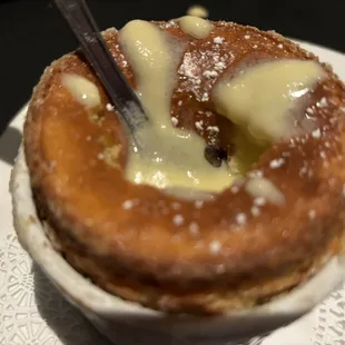 Grand Marnier Souffle, sorry it's blurry! The sauce was delicious!