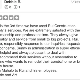 Five star reviews from other customer