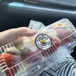 stuffed strawberries with the ruka cookie butter so yumm