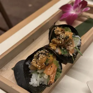 IG: eatswithnc Hand rolls w/ Uni