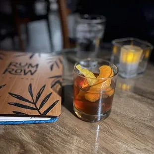 "Years of Darkness" a rum version of an Old Fashioned