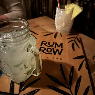 a drink in a mason jar