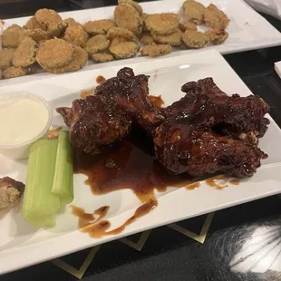 Chicken wings and fried picked