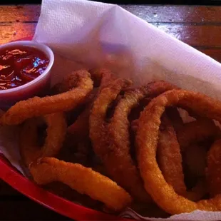 Hand crafted onion rings.