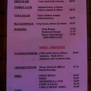 Little food menu with full bar.