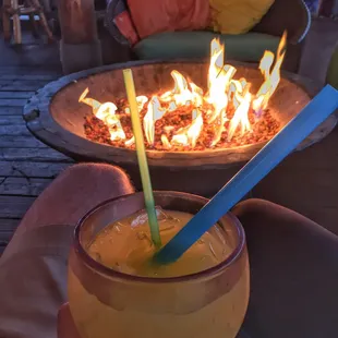 Drinks by the fire pit