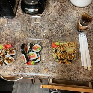 three different types of sushi